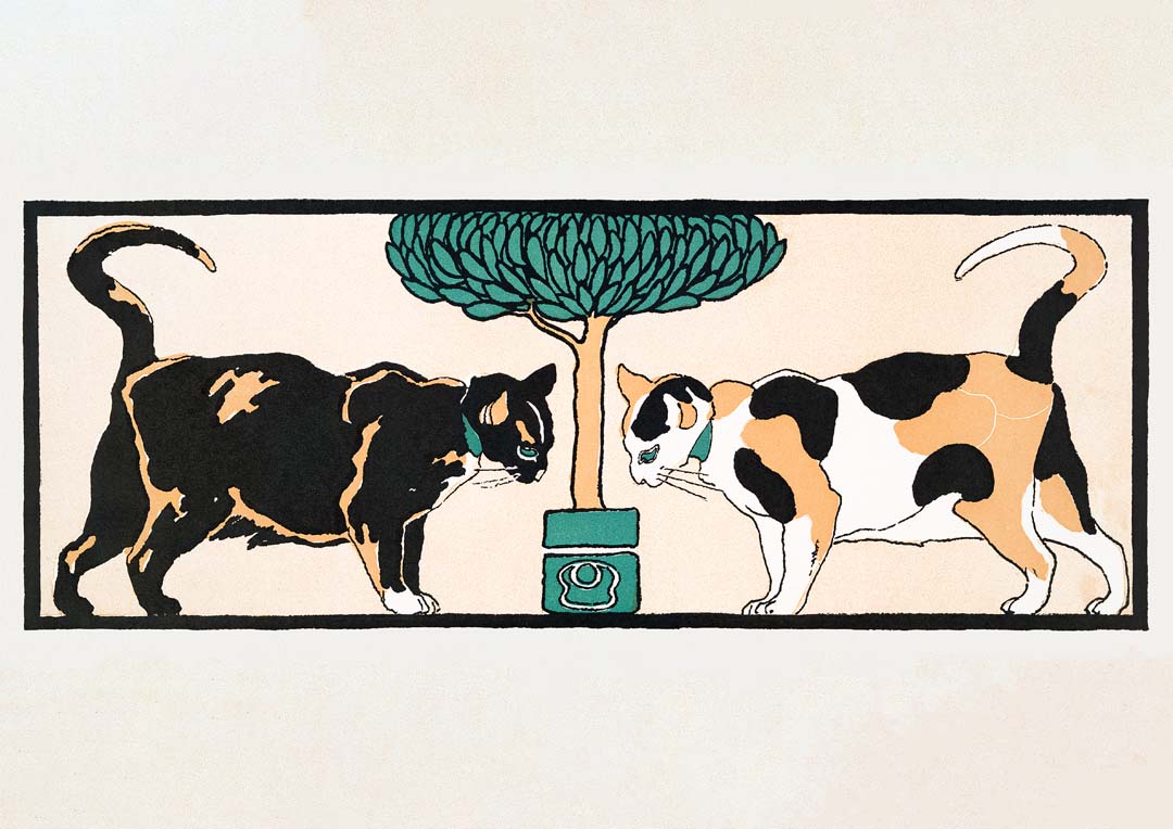 Cats Under a Tree by Edward Penfield