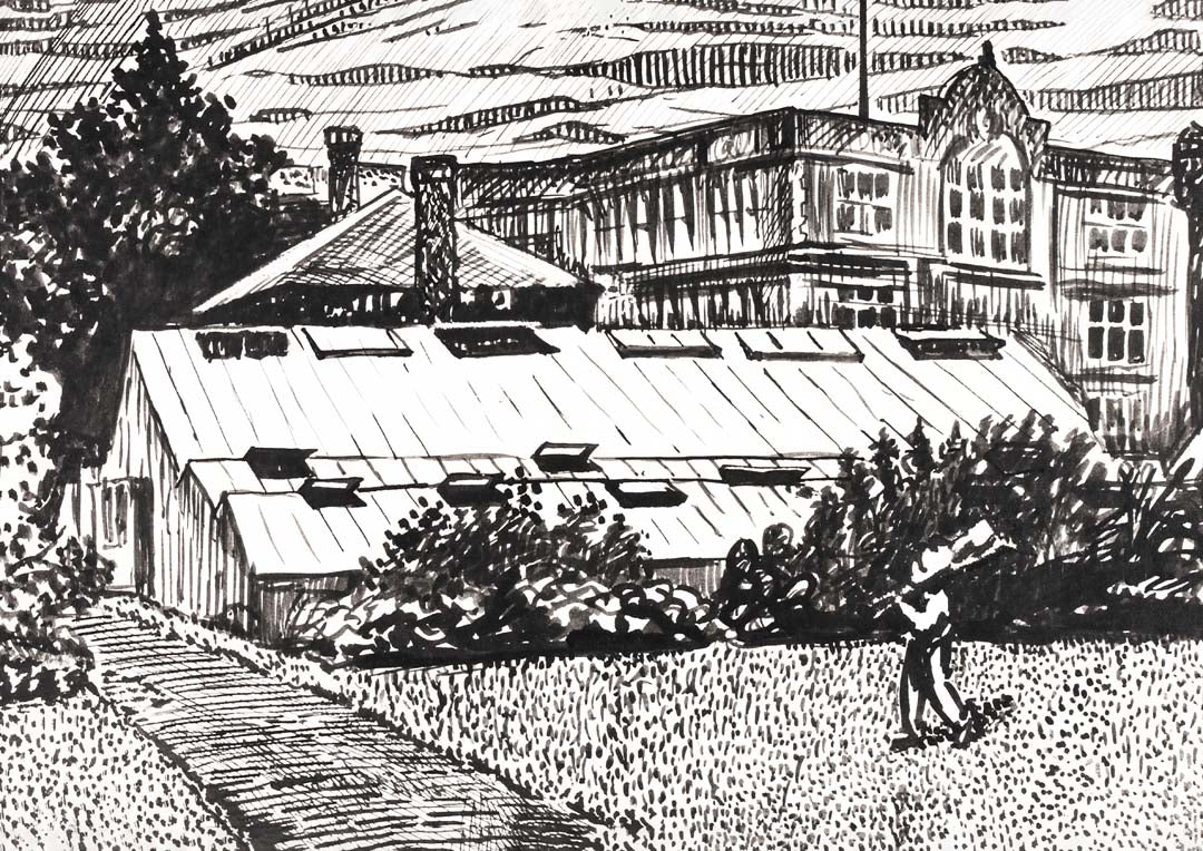 Figure and Buildings Drawing by Henry Lyman