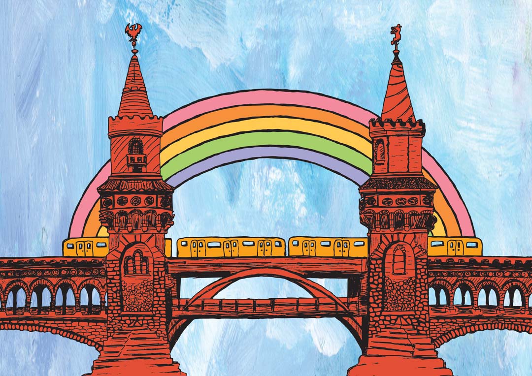 Berlin Regenbogen Oberbaumbrücke von Kaitlyn Parker