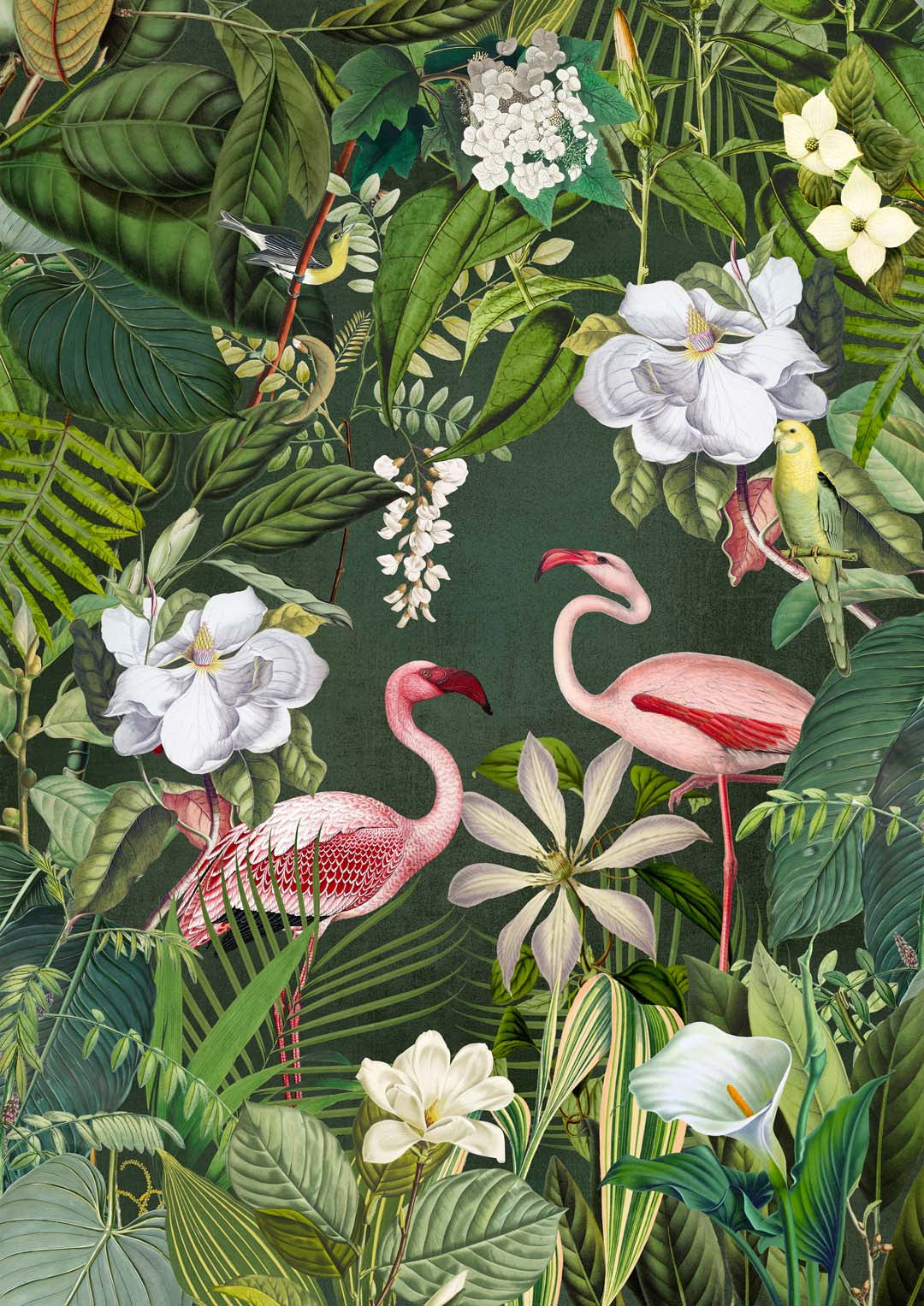 Tropical Flamingo Jungle 2 by Andrea Haase