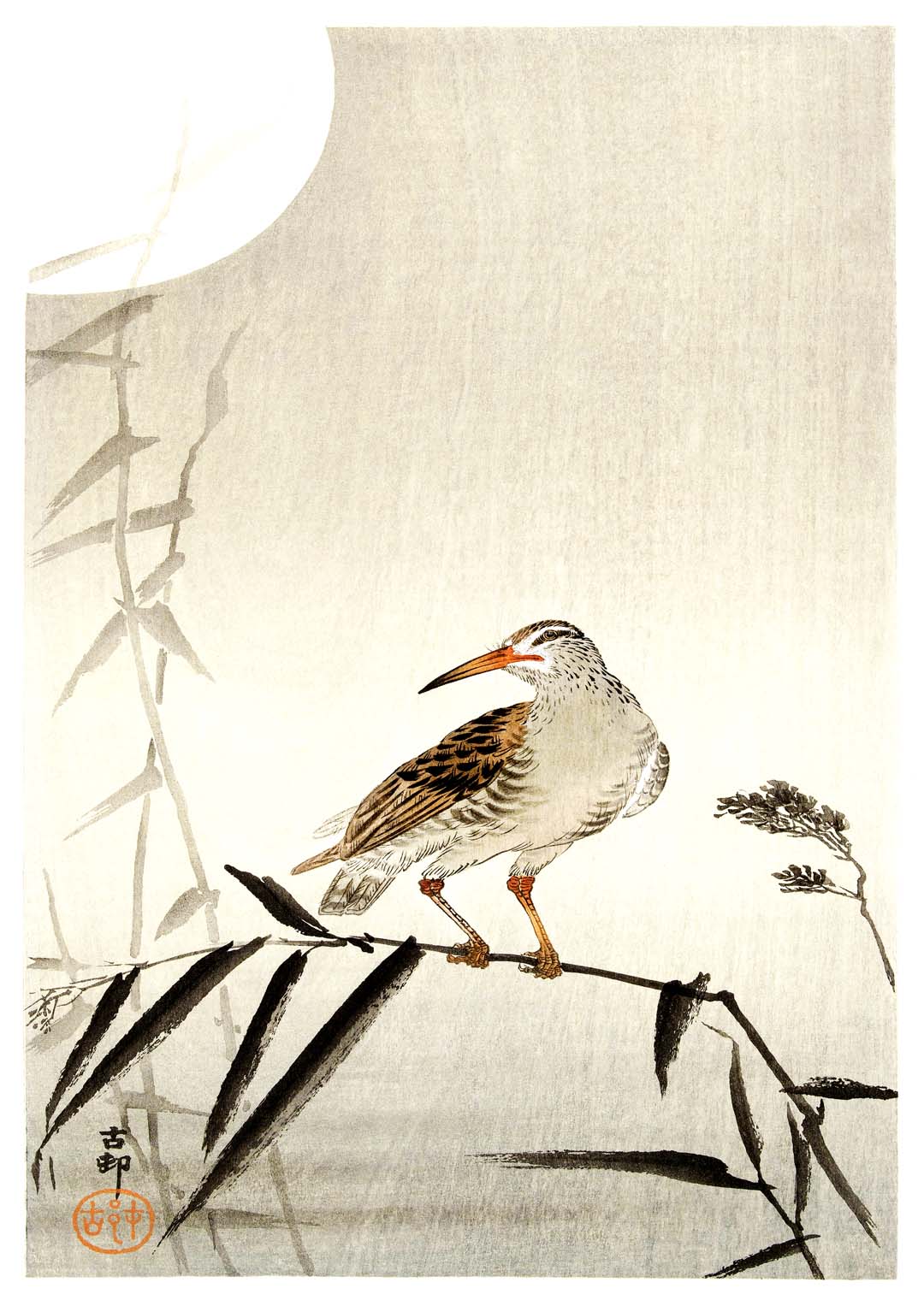 Black Horseman on Bamboo by Ohara Koson