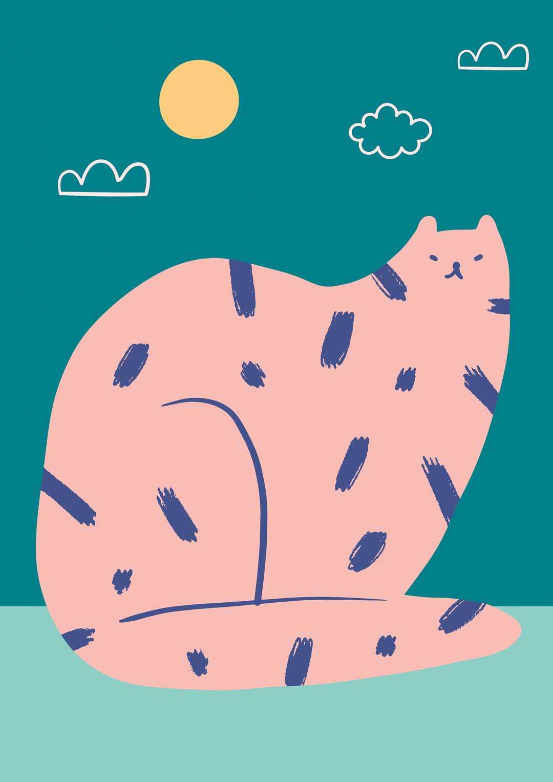 Entspannende Katze Kunst Poster