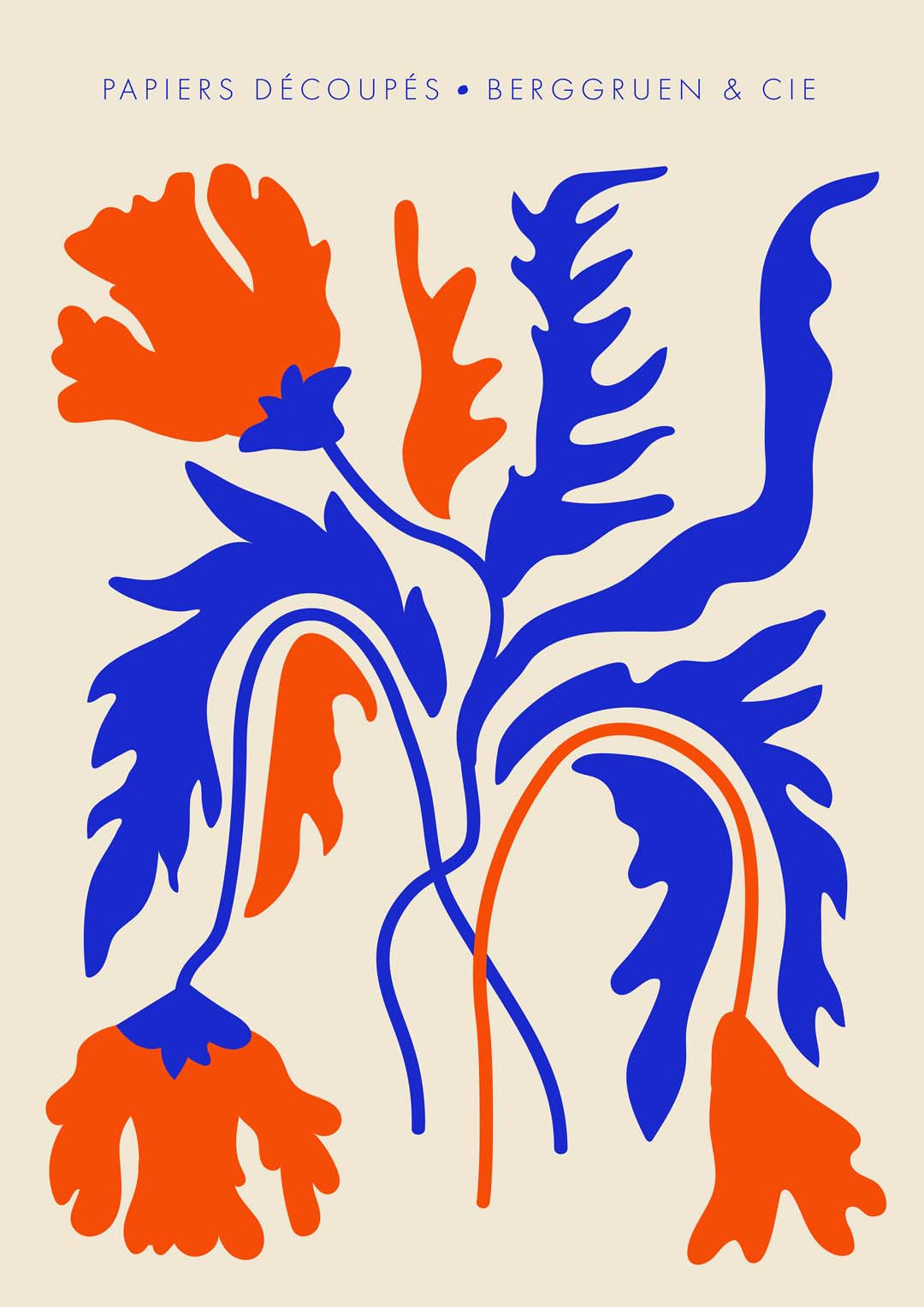 Flores Orange Blue Papiers Découpés Art Exhibition