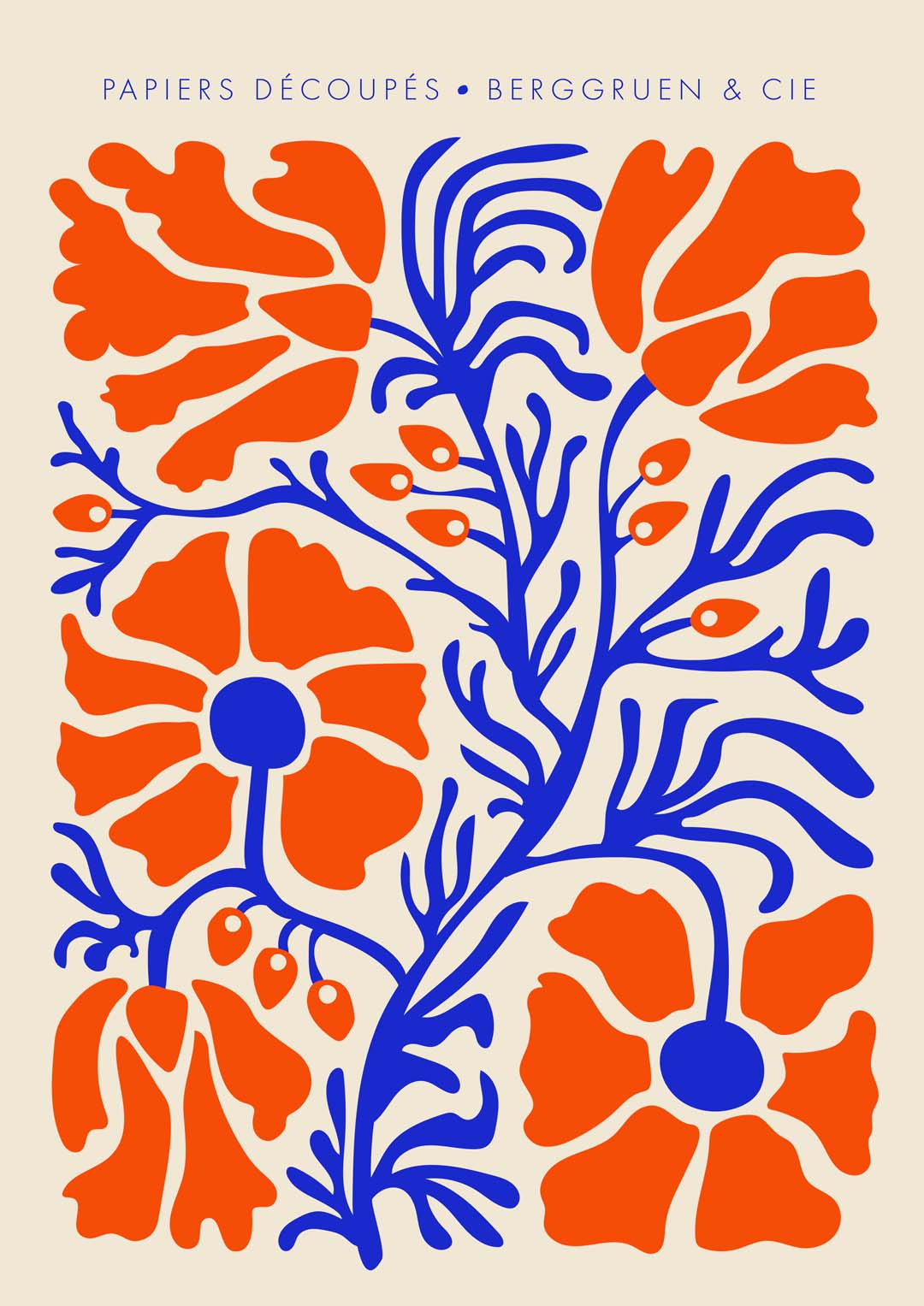 Blumen Blue Orange Papiers Découpés Art Exhibition