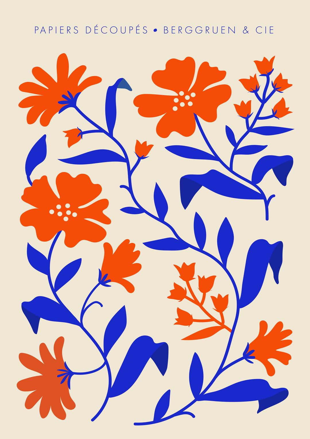 Orange Blue Fleurs Papiers Découpés Art Exhibition