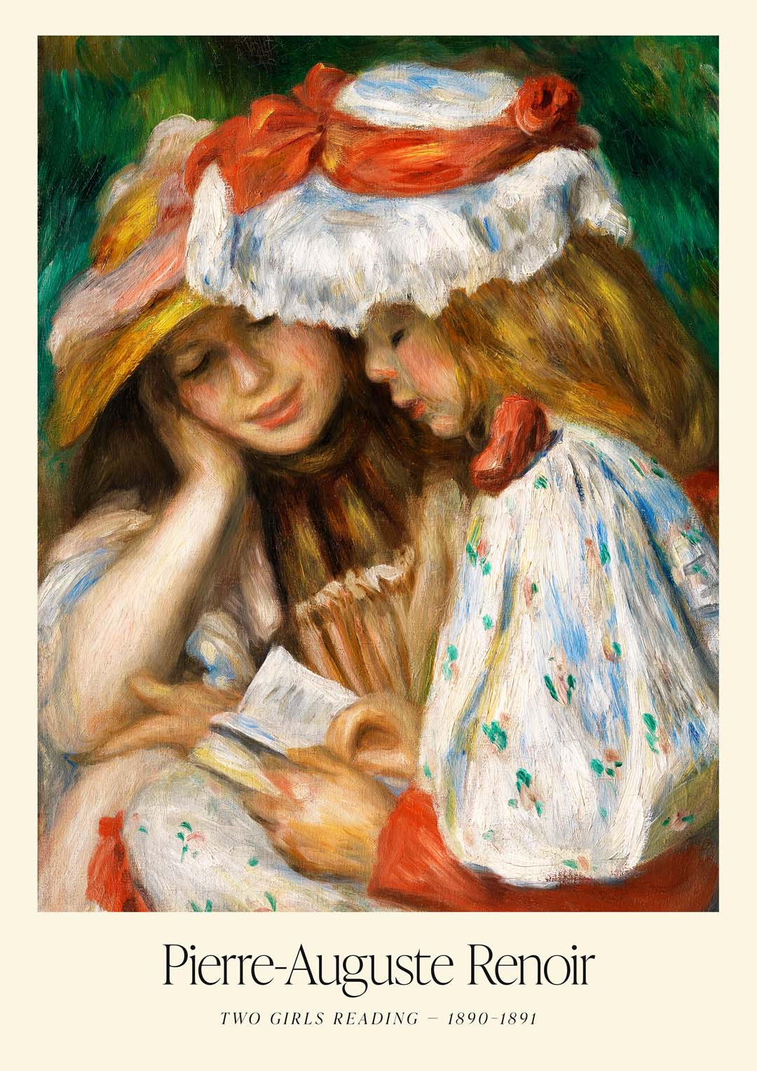 Two Girls Reading Art Exhibition by Pierre A. Renoir