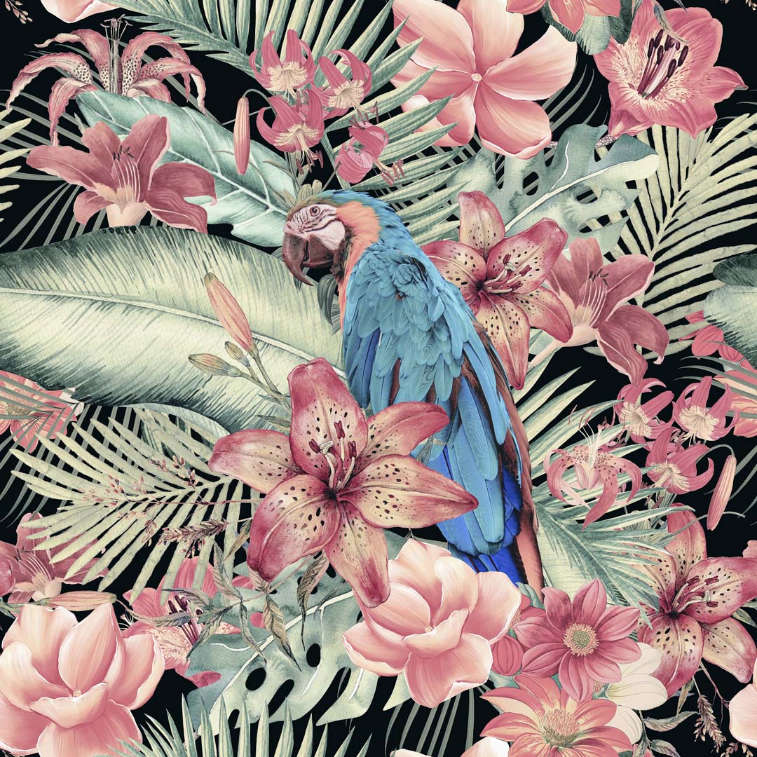 Parrot And Flowers 2 by Andrea Haase