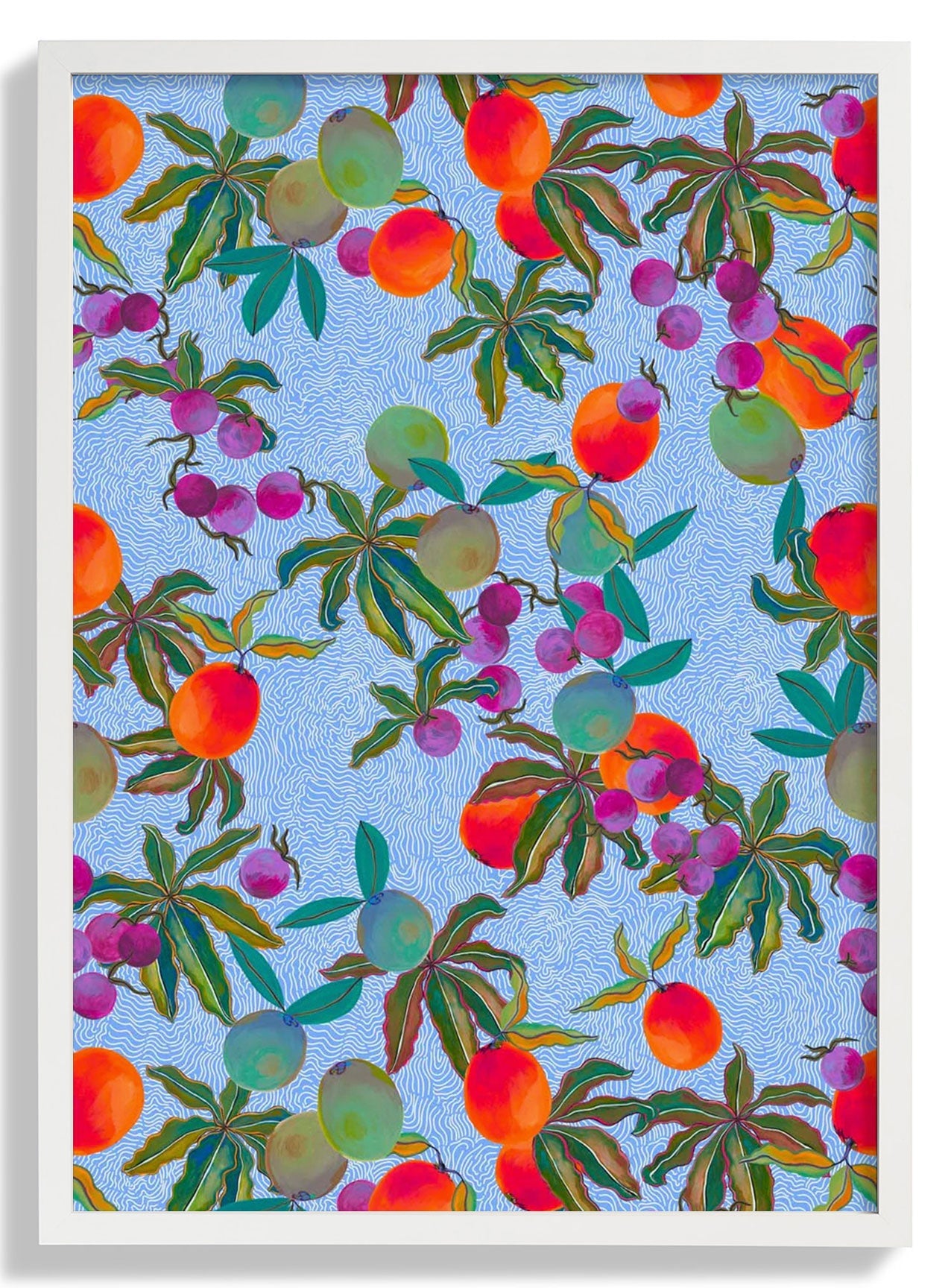 Exotic Fruits Wavy Lines Pattern by MARYLENE MADOU