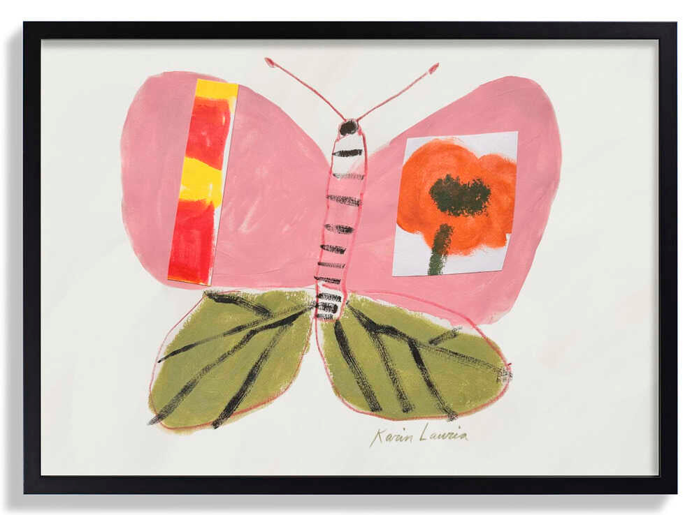 Rosa und grüner Schmetterling von Karin Lauria