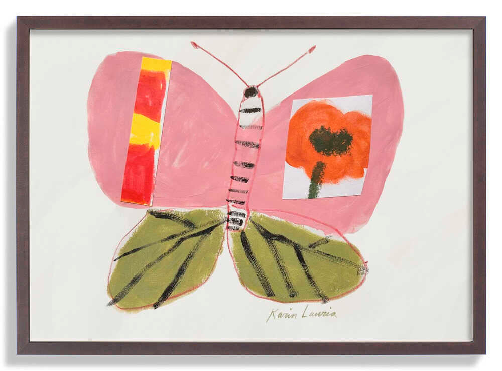 Rosa und grüner Schmetterling von Karin Lauria