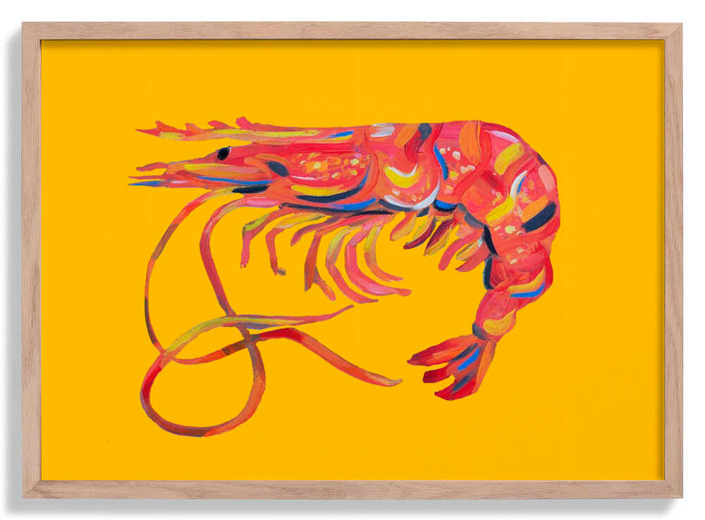 Garnele auf Gelb von Alice Straker