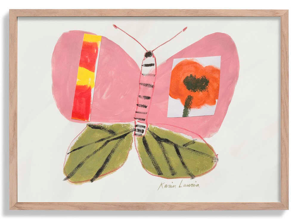 Rosa und grüner Schmetterling von Karin Lauria