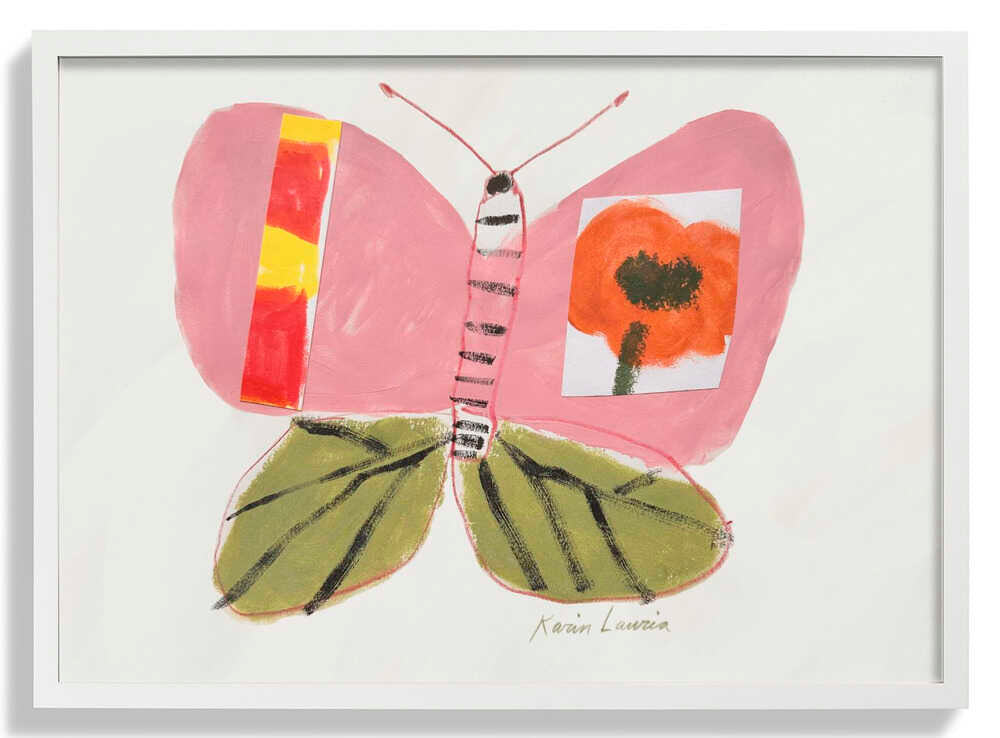 Rosa und grüner Schmetterling von Karin Lauria