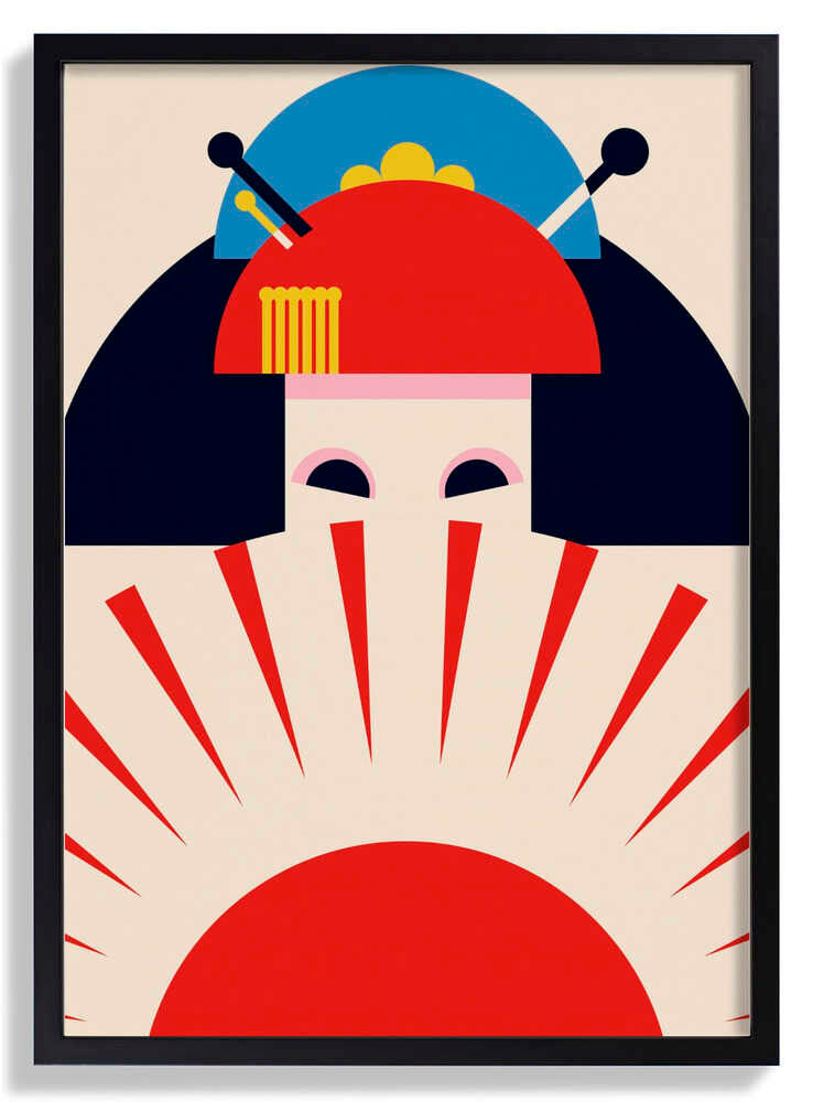 Geisha Girl Retro Minimalist Design by Retrodrome