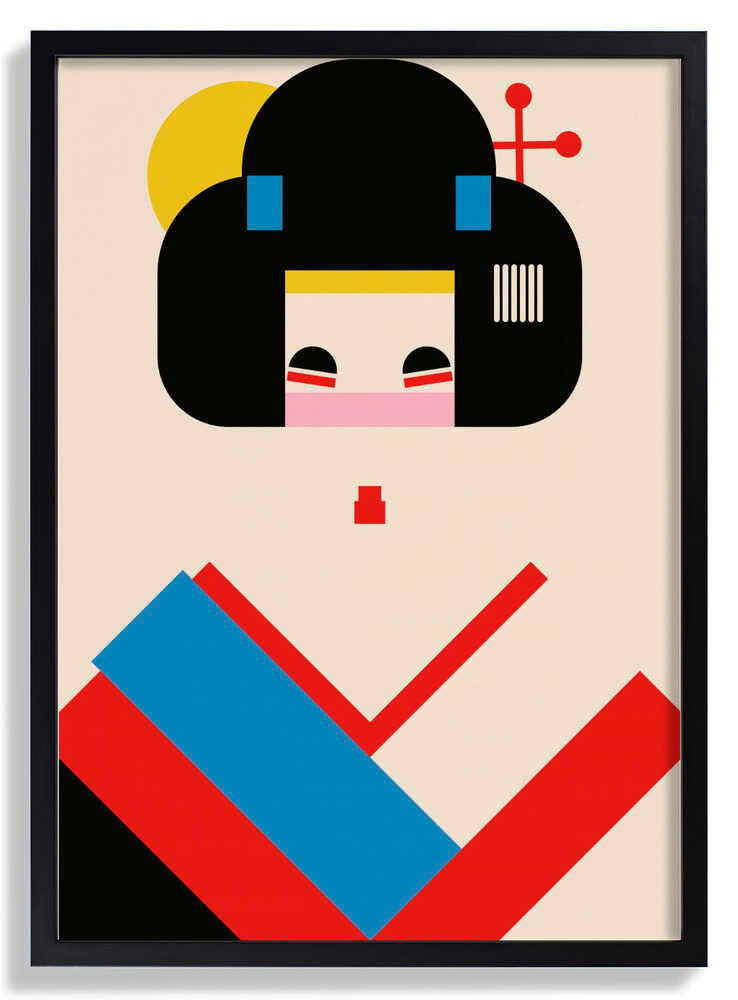 Geisha Girl Geometric Illustration by Retrodrome
