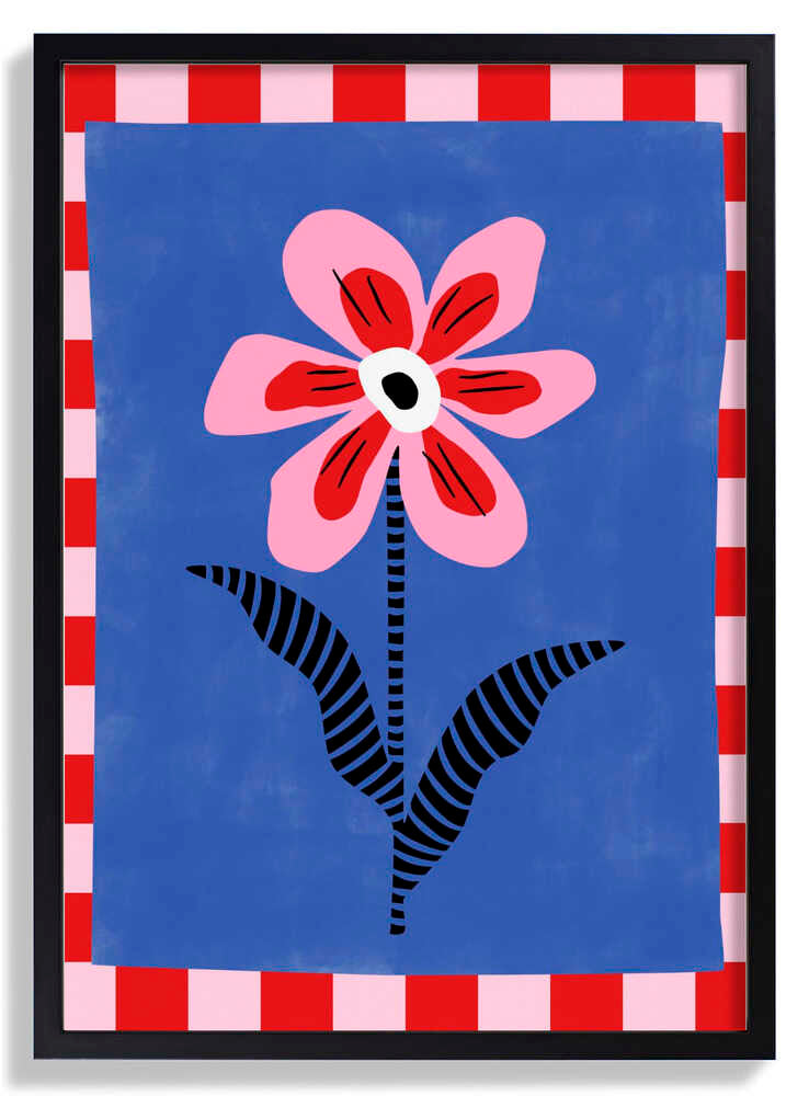 Flower with Pink Petals and Striped Leaves by Elena Ristova