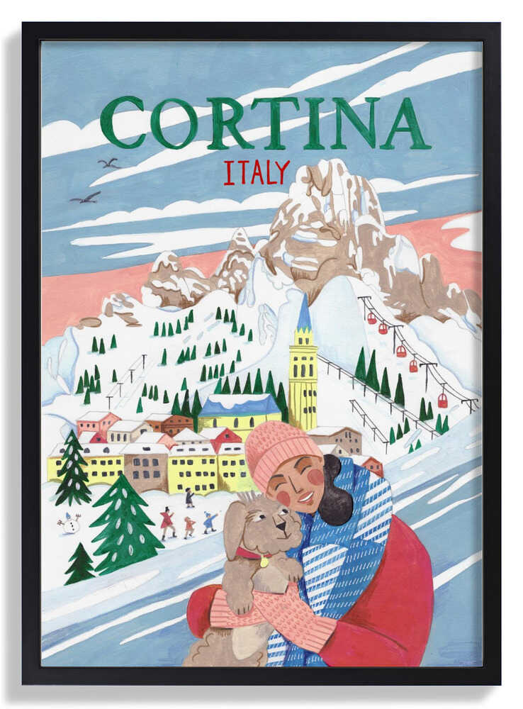 Reiseplakat Frau in Cortina, Italien von Caroline Bonne Müller