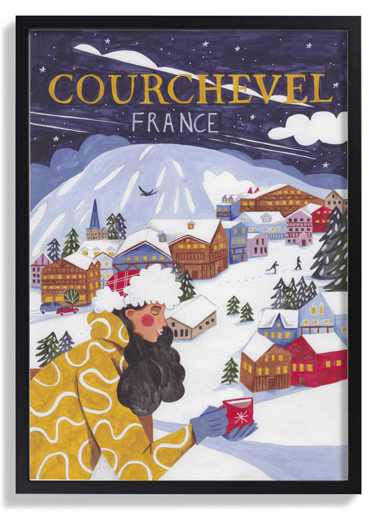 Reiseposter Frau in Frankreich, Courchevel von Caroline Bonne Müller