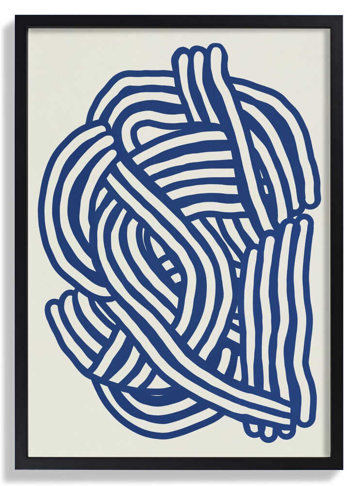 Line Art organische Form in Blau von Little Dean