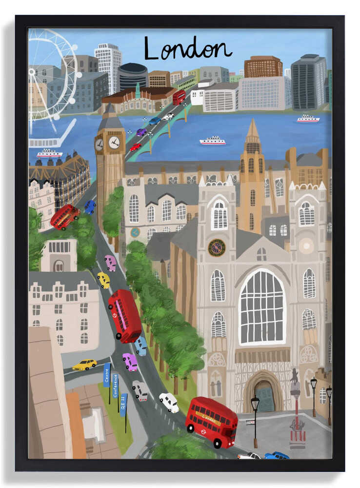London City with View of the Thames River and Big Ben by Artist Carla Daly by Carla Daly