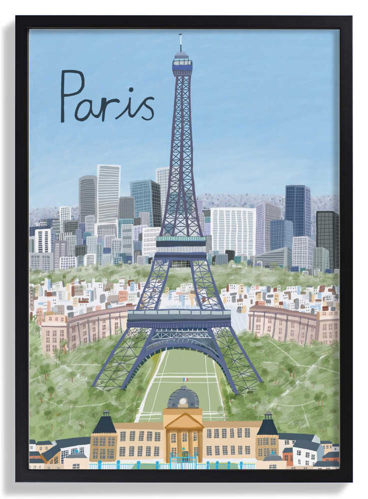 Eiffel Tower with Paris City in Background by Artist Carla Daly by Carla Daly