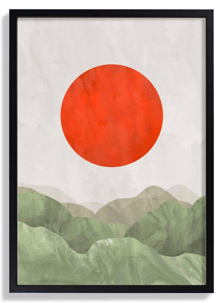 Abstrakte Rolling Hills mit strukturiertem grauen Himmel von Sannel Larson