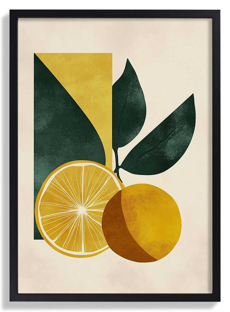 Yellow Lemon with Green Leaves Serenity by Annika Persson