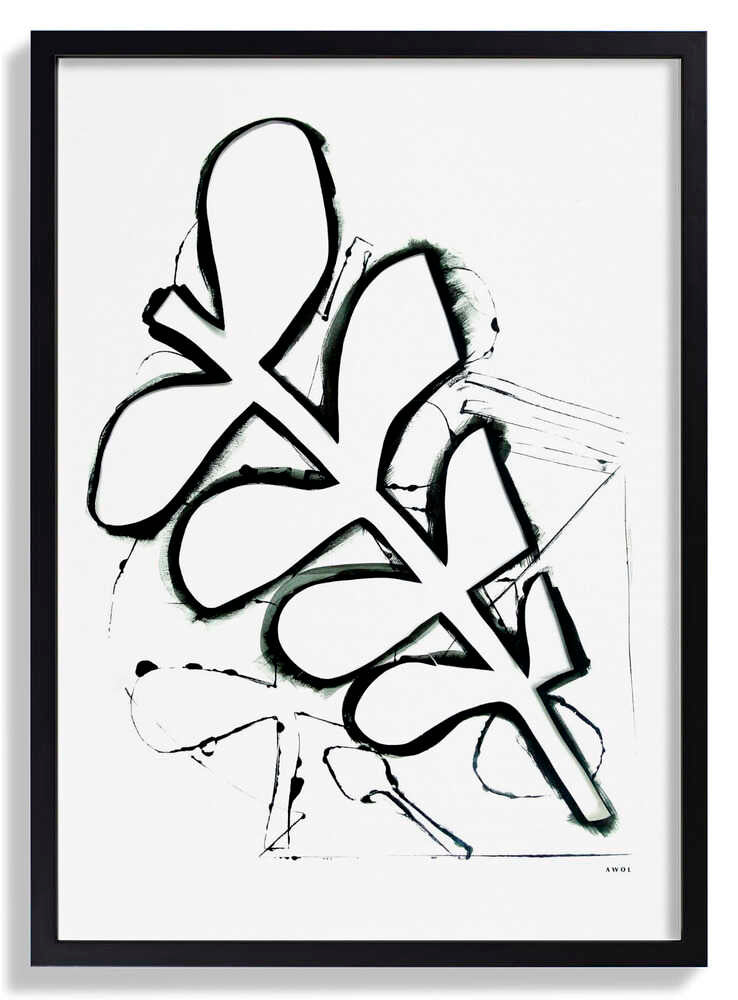 Schwarzes und weißes abstraktes Blatt von Awol Art Alex