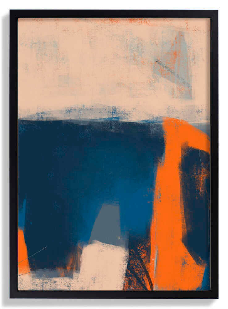 Kühne blaue, orange und weiße Pinselstriche von MANSI SAXENA