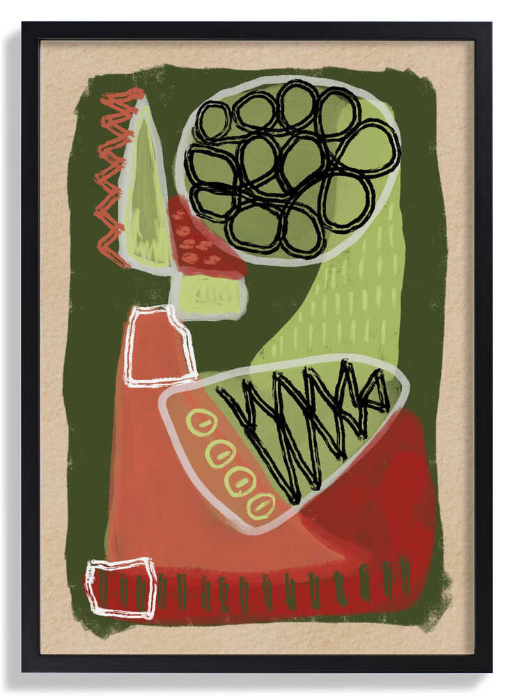 Abstract green and red by Sharyn Bursic