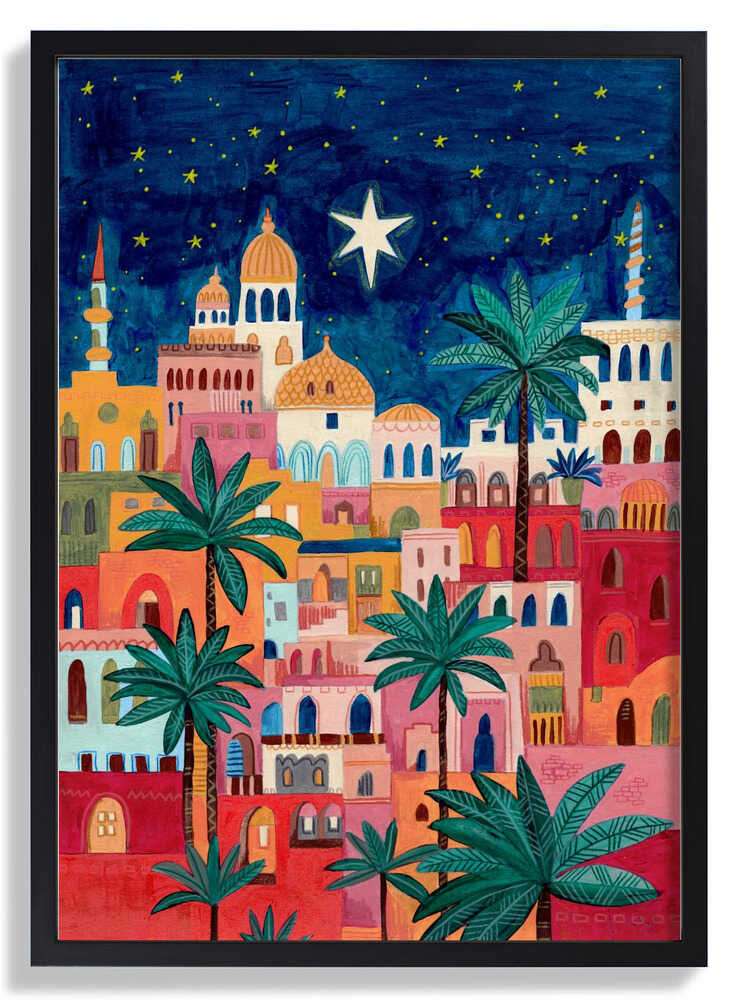 Oriental city under a starry sky in bright colours by Caroline Bonne Müller