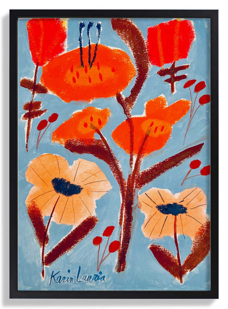 Rote, orange und pfirsichfarbene Blumen von Karin Lauria