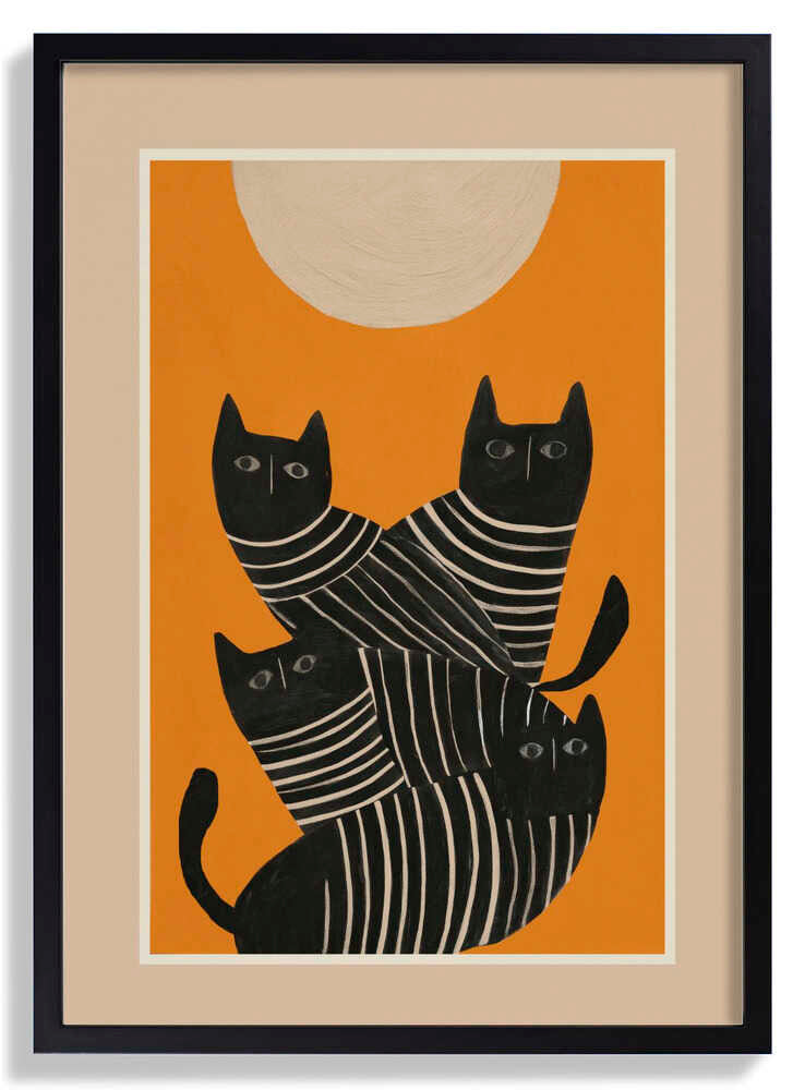 Abstract Black Cats by City Art