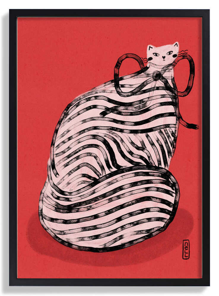 Schwarz-weiß gestreifte Katzen-Illustration Poster von Dirkie Nell