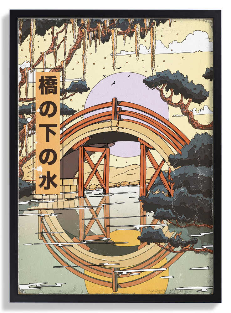 Japanese Bridge Vintage Art by Nicholas