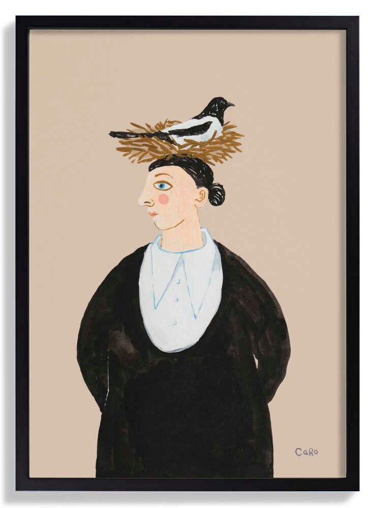 Woman with Magpie by Caroline Roberts