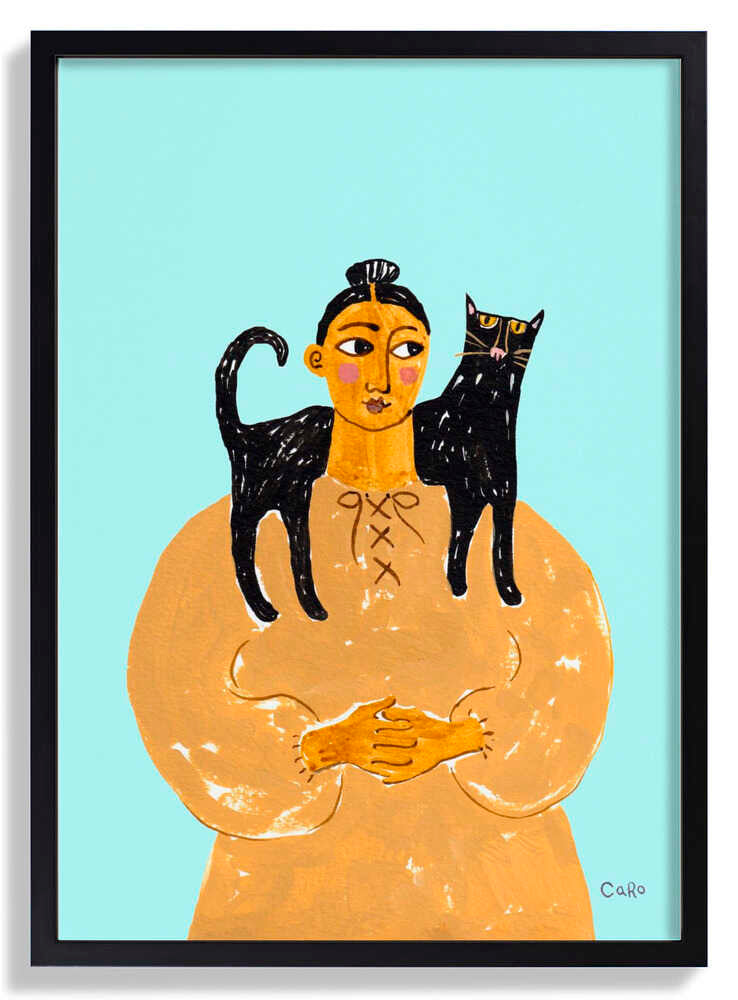 Woman with Cat by Caroline Roberts