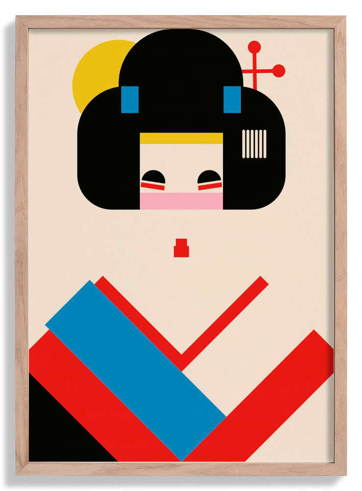 Geisha Girl Geometric Illustration by Retrodrome
