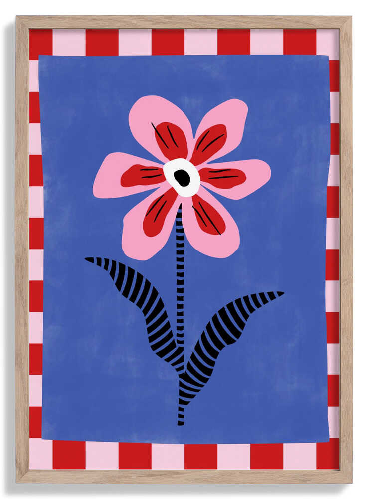 Flower with Pink Petals and Striped Leaves by Elena Ristova