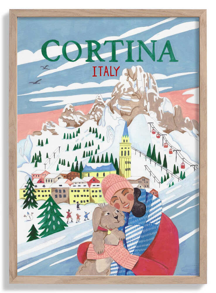 Reiseplakat Frau in Cortina, Italien von Caroline Bonne Müller