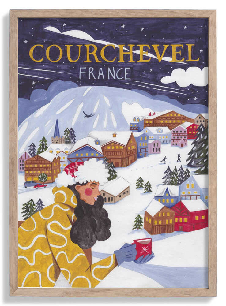 Reiseposter Frau in Frankreich, Courchevel von Caroline Bonne Müller