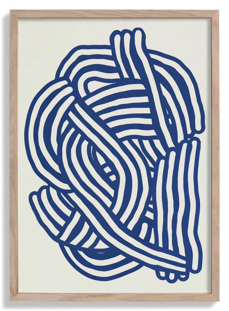 Line Art organische Form in Blau von Little Dean