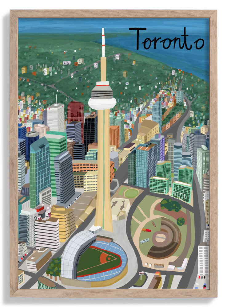 Toronto, Canada CN Tower with Rogers Stadium by Illustrator Carla Daly by Carla Daly