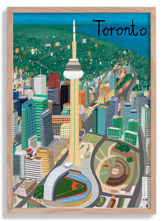 Toronto, Canada CN Tower with Rogers Stadium by Illustrator Carla Daly by Carla Daly