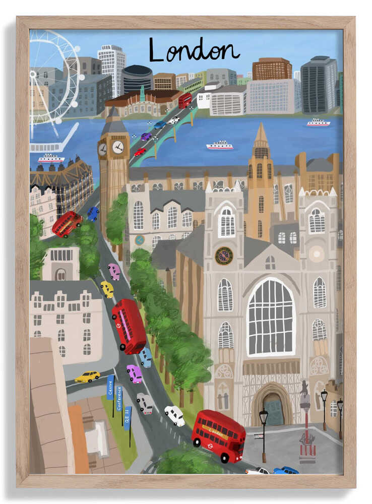 London City with View of the Thames River and Big Ben by Artist Carla Daly by Carla Daly