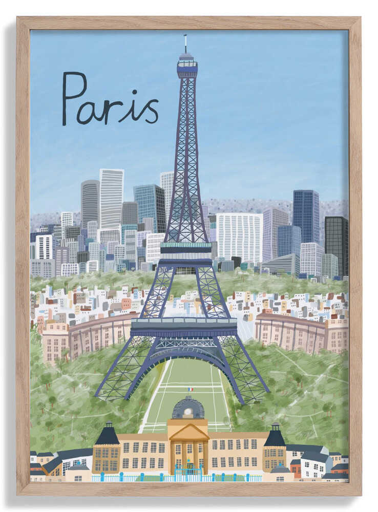 Eiffel Tower with Paris City in Background by Artist Carla Daly by Carla Daly
