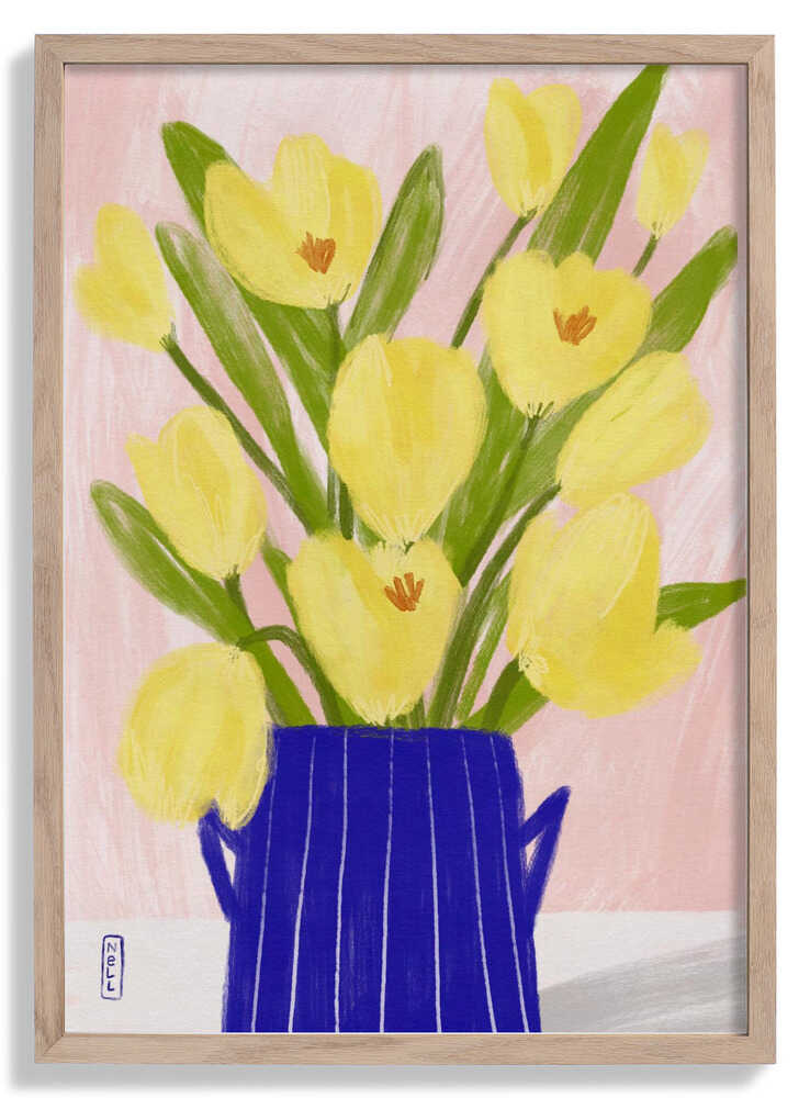 Yellow Tulips In a Vase by Dirkie Nell