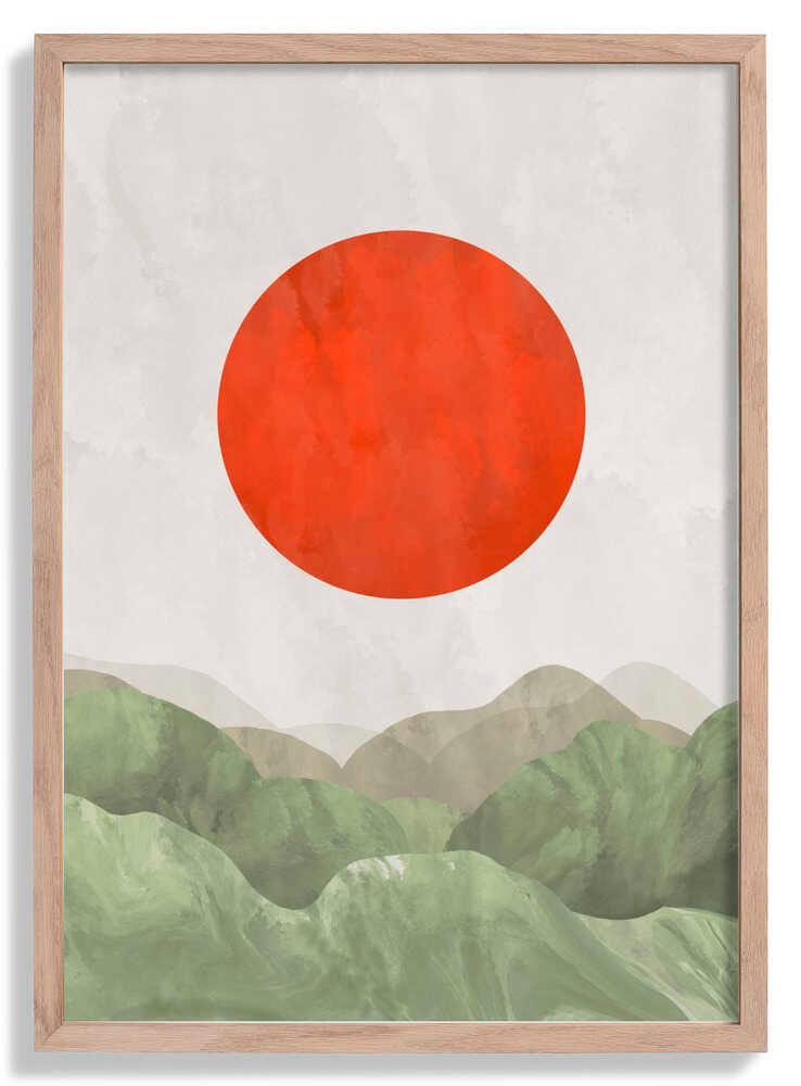 Abstrakte Rolling Hills mit strukturiertem grauen Himmel von Sannel Larson