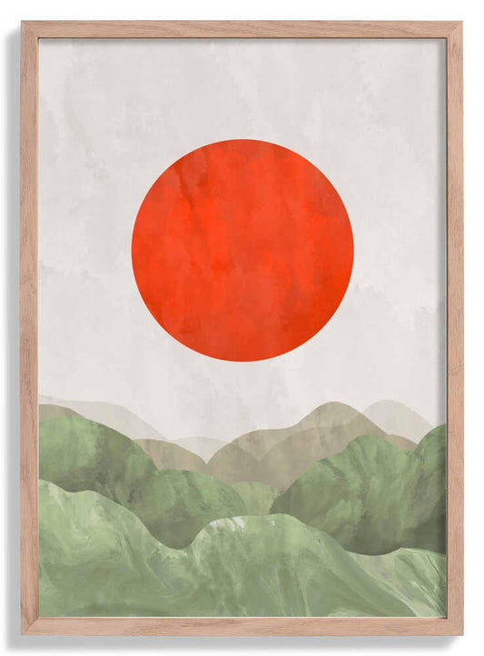 Abstrakte Rolling Hills mit strukturiertem grauen Himmel von Sannel Larson