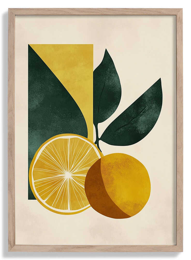 Yellow Lemon with Green Leaves Serenity by Annika Persson